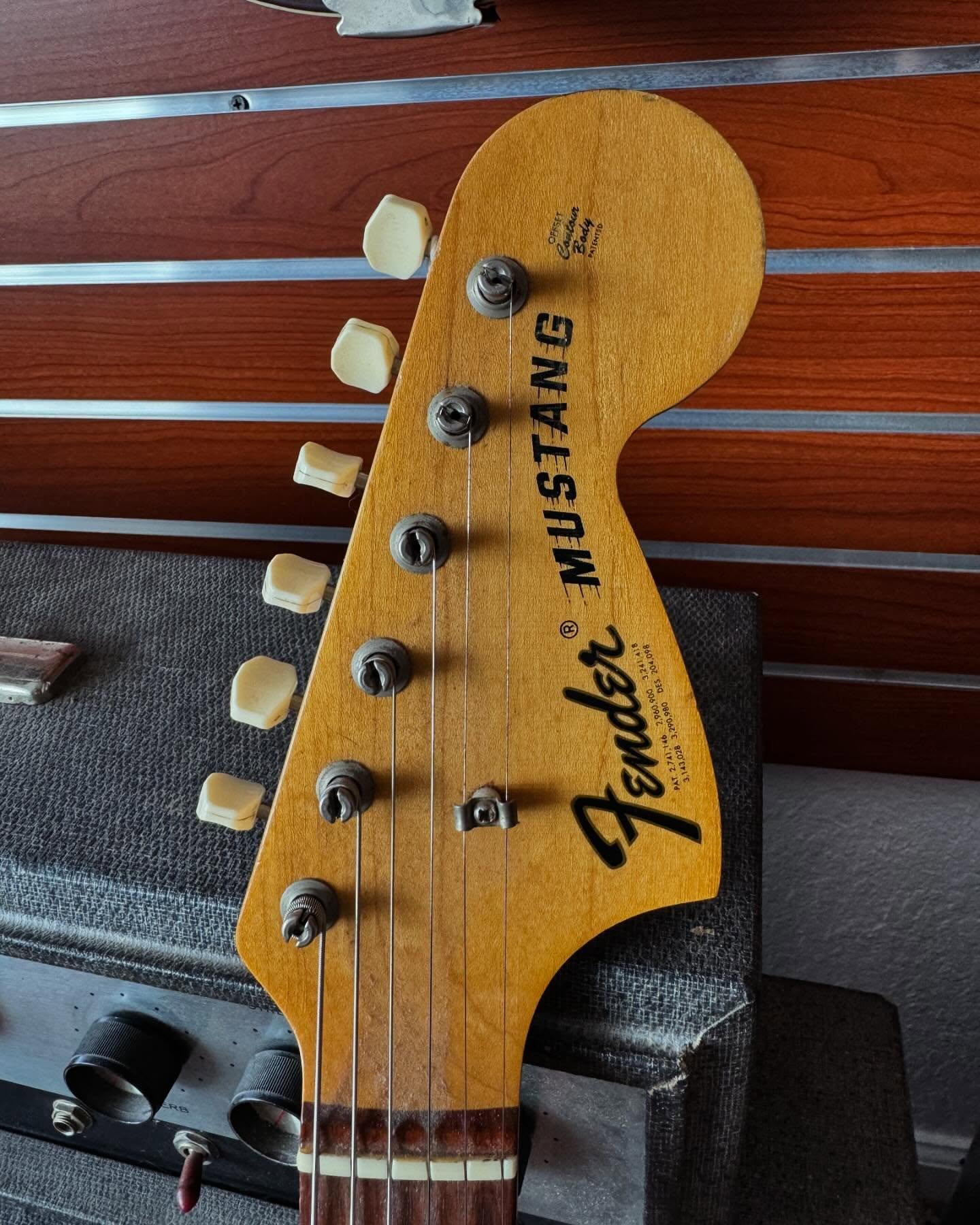 1973 Fender Mustang Competition Red Headstock at Redwoods Vintage Guitars St. Pete Florida