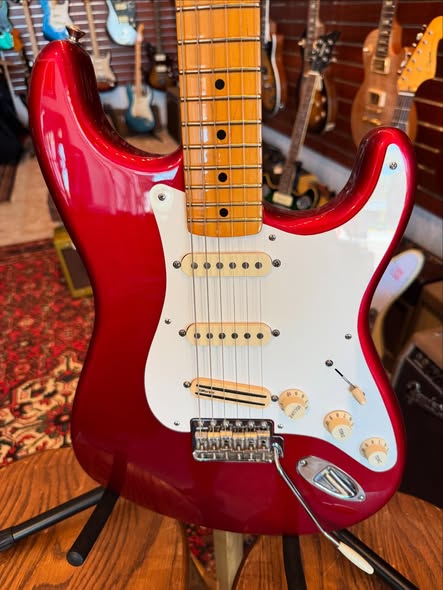 1957 American Vintage Reissue Fender “Hot Rod” Candy Apple Red at Redwoods Vintage Guitars St Pete Florida