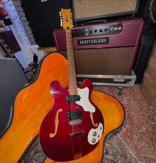 1960’s Mosrite Celebrity XII in Candy Apple Red at Redwoods Vintage Guitars