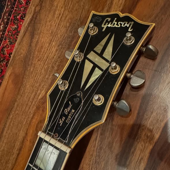 1970 Les Paul Custom Ruby Red Refin Headstock 1970 Les Paul Custom Ruby Red Refin Headstock