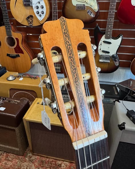 1970’s MIJ Emperador Flame Cherry Classical Acoustic at Redwoods Vintage Guitars St Pete Florida Headstock 1970’s MIJ Emperador Flame Cherry Classical Acoustic at Redwoods Vintage Guitars St Pete Florida Headstock