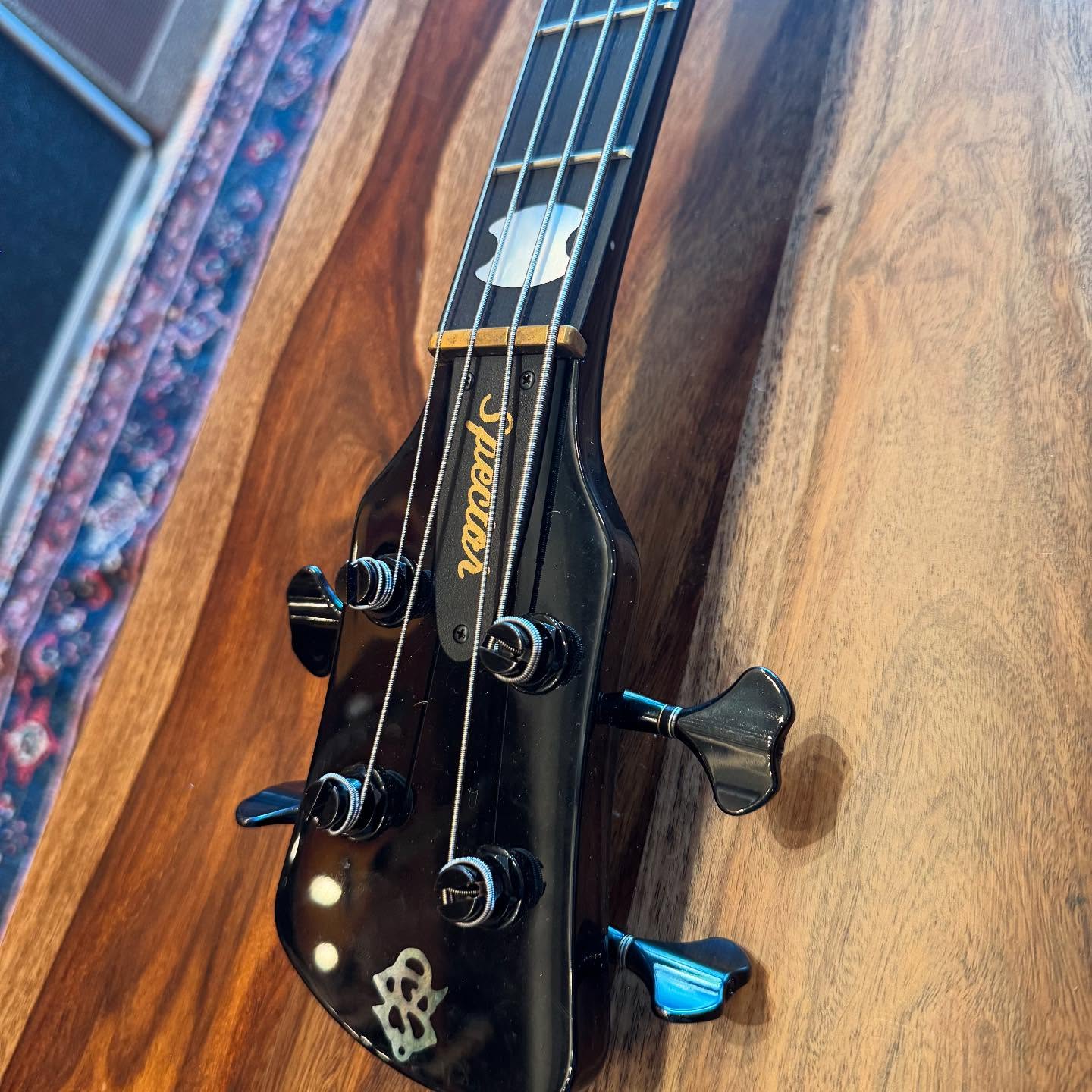 40th Anniversary Stuart Spector Euro Bass Solid Flame Blue Stain at Redwoods Vintage Guitars St Pete Florida Headstock