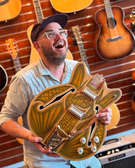 Lauris Vidal and a 1960’s Fender Coronado project at Redwoods Vintage Guitars St Pete Florida