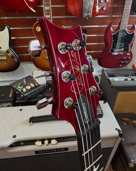 PRS USA Custom 24 S2 in Cherry at Redwoods Vintage Guitars St Pete Florida Headstock PRS USA Custom 24 S2 in Cherry at Redwoods Vintage Guitars St Pete Florida Headstock