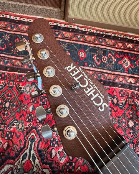 Schecter USA Custom Shop Nick Johnston HSS Relic Nitro Finish at Redwoods Vintage Guitars St Pete Florida Headstock