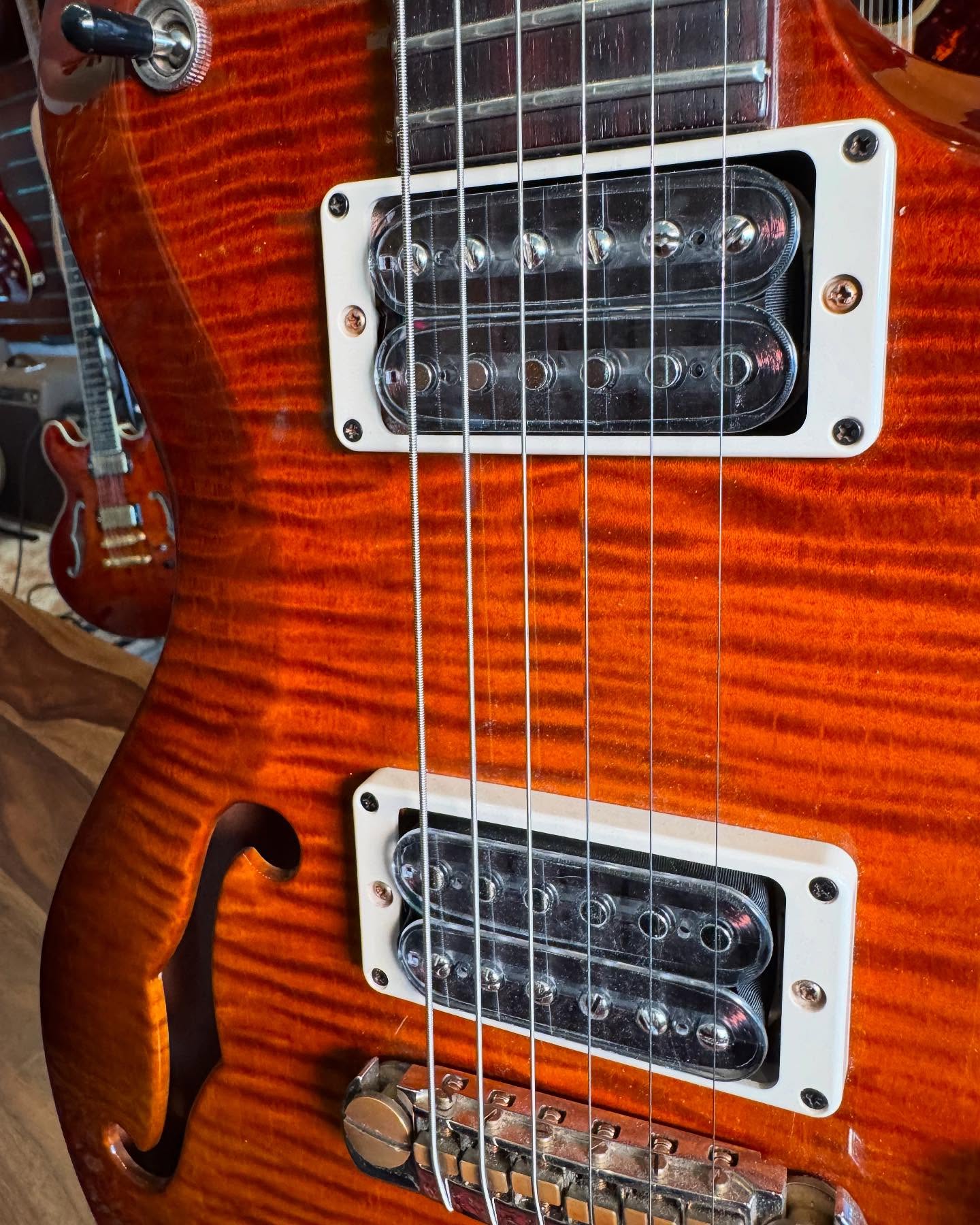 USA PRS Semi Hollow McCarty Flame Maple Top at Redwoods Vintage Guitars St Pete Florida Headstock Top