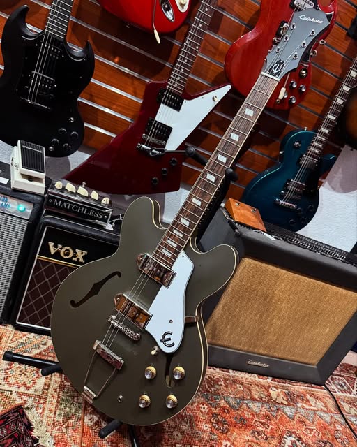 Worn Olive Epiphone Casino at Redwoods Vintage Guitars St Pete Florida