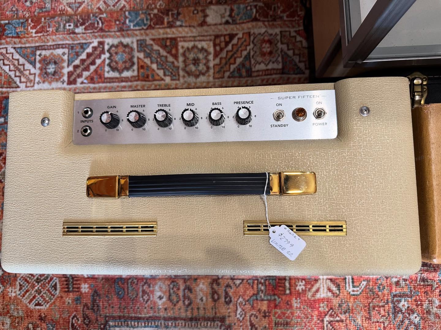 ZZ Top 24k Gold Plated Anniversary Magnatone Amp at Redwoods vintage Guitars St pete Florida Top