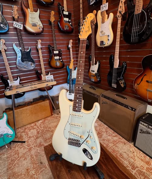 1960s Reissue Fender USA Stratocaster Olympic White at Redwoods Vintage Guitars St Pete Florida