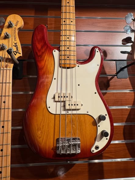 1981 Fender P Bass in Cherry Sunburst over Ash