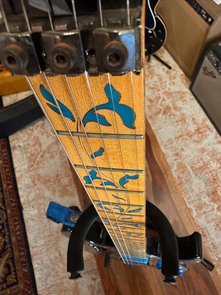 1992 Ibanez Blue Flower Pattern at Redwoods Vintage Guitars St Pete Florida Neck 1992 Ibanez Blue Flower Pattern at Redwoods Vintage Guitars St Pete Florida