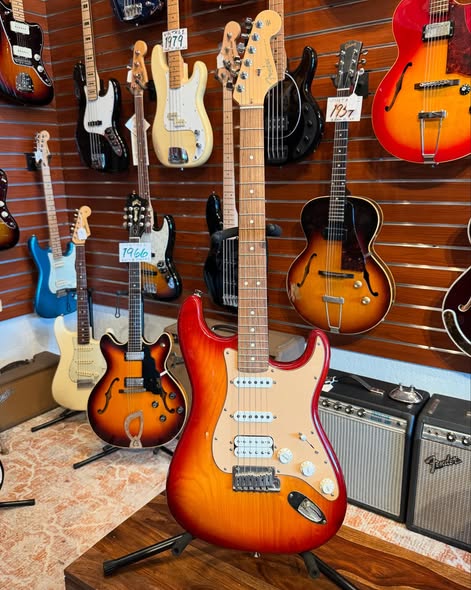 50th Anniversary USA Fender Stratocaster Faded Cherry Sunburst at Redwoods Vintage Guitars St Pete Florida