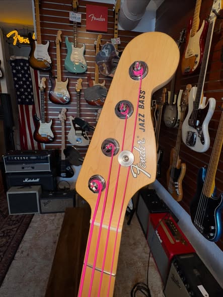 Fender USA Jazz Bass Satin Seafoam Green at Redwoods Vintage Guitars St Pete Florida Headstock Fender USA Jazz Bass Satin Seafoam Green at Redwoods Vintage Guitars St Pete Florida