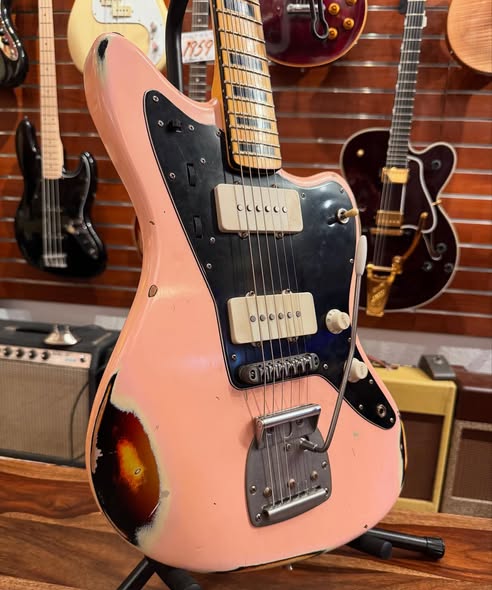 Nash Relic Shell Pink Over Sunburst Jazzmaster at Redwoods Vintage Guitars St Pete Florida