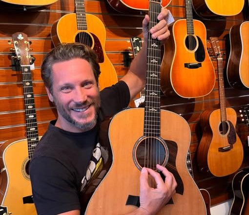 Rich Sheldon and a Taylor 618E Acoustic Electric at Redwoods Vintage Guitars St Pete Florida