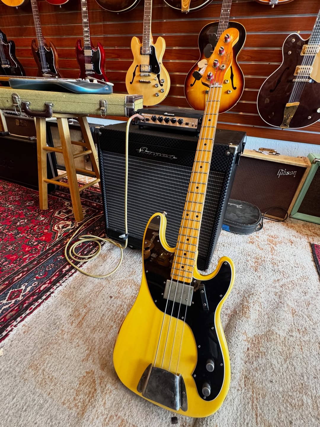 Vintage Fender TeleBass ! Vintage 1973 Fender Telecaster Bass at Redwoods Vintage Guitar Store St.Pete Tampa Florida.